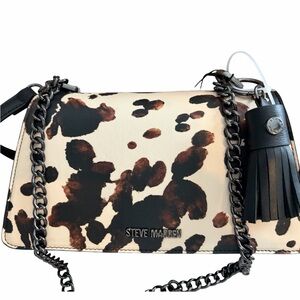 Steve Madden Tan and Cream and Black “Chaos Print” Crossbody Bag